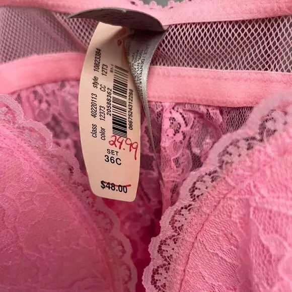 Victoria's Secret NEW Pink Lace Flyaway Top 36C Tank - Picture 3 of 4